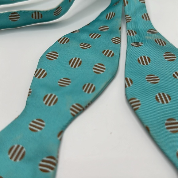 Vintage brown polka dot preppy bow tie - Picture 4 of 5